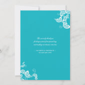 Turquoise Blauwe Boho Paisley Pauw Fotobruiloft Bedankkaart (Achterkant)