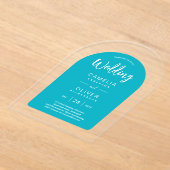 Turquoise Blauwe Boog Acryl Trouw Uitnodigingen Mo (Laagn)