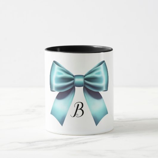 Turquoise Blauwe Boog Elegante Bruiloft Douche Bru Mok (Midden)