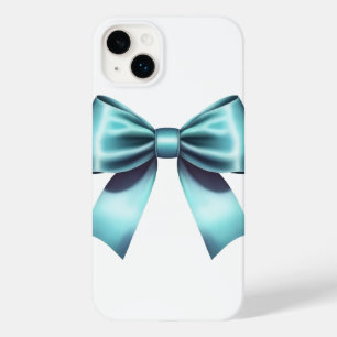 Turquoise Blauwe Bow Elegant Girly Lint Case-Mate iPhone 14 Plus Hoesje