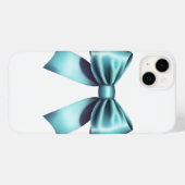 Turquoise Blauwe Bow Elegant Girly Lint Case-Mate iPhone Case (Achterkant (horizontaal))