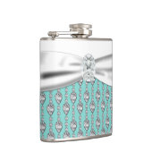 Turquoise Blauwe Bruiloft Heupfles (Rechts)