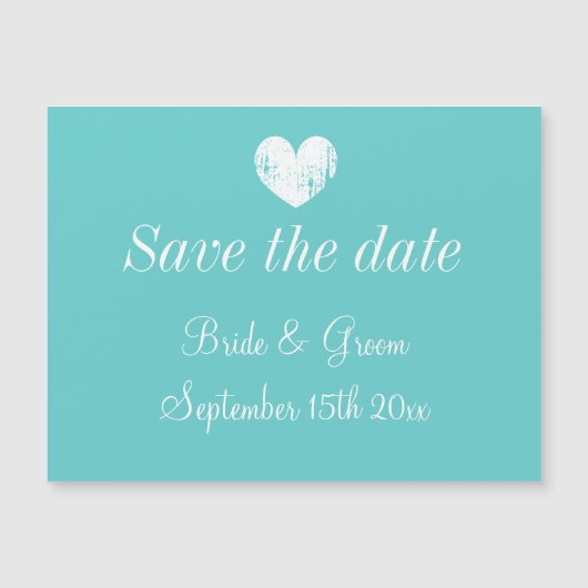 Turquoise blauwe bruiloft magnetisch opslaan van d (Voorkant)