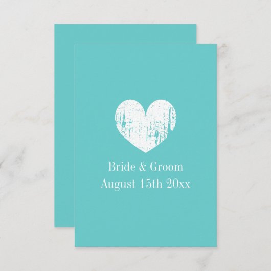 Turquoise blauwe bruiloft verticale behuizing kaar informatiekaartje (Voorkant / Achterkant)