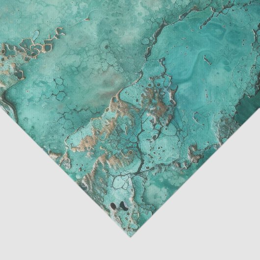 Turquoise Blauwe Chrysocolla Minerale Steen Tissuepapier (Detail)