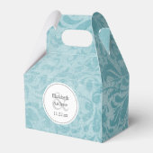 turquoise blauwe damask bruidstafel gunst doos bedankdoosjes (Voorkant Zijde)
