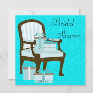 Turquoise Blauwe Damast Stoel Cadeaus Bruidscadeau Kaart
