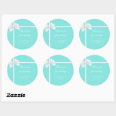 Turquoise blauwe diamant & boog gunst moderne guns ronde sticker (Vel)