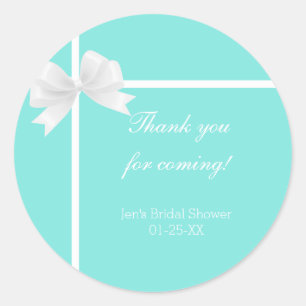 Turquoise Blauwe Diamant & Strik Favoriet Moderne  Ronde Sticker