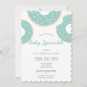 Turquoise Blauwe Donut Baby Sprinkle Shower Kaart (Voorkant)