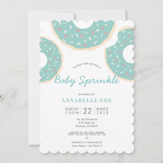 Turquoise Blauwe Donut Baby Sprinkle Shower Kaart (Voorkant)