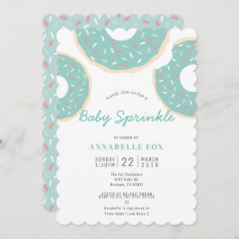 Turquoise Blauwe Donut Baby Sprinkle Shower Kaart