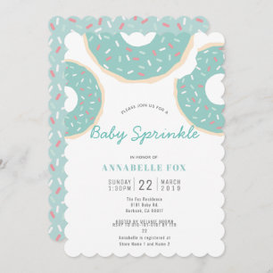 Turquoise Blauwe Donut Baby Sprinkle Shower Kaart