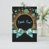 Turquoise Blauwe en Gouden Bedankt (Staand voorkant)