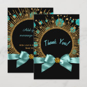 Turquoise Blauwe en Gouden Bedankt (Voorkant / Achterkant)