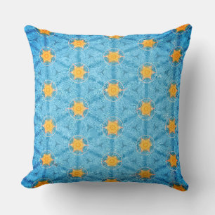Turquoise Blauwe en Gouden Sterren Kussen