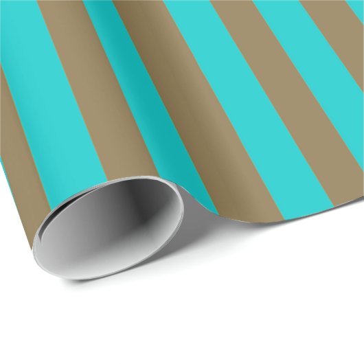 Turquoise blauwe en gouden streep cadeaupapier (Rol Hoek)