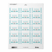 Turquoise Blauwe en Grijze Olifanten Baby Meisje D Etiket (Full Sheet)