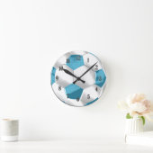 Turquoise Blauwe en Witte Voetbal Ronde Klok (Huis)