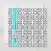 Turquoise Blauwe en Zilveren Bruiloft Kaart (Achterkant)