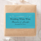 Turquoise Blauwe en Zilveren Bruiloft Mini Wijn La Etiket (Insitu)