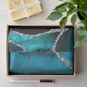 Turquoise Blauwe en Zilveren Nep Glitter Agate Tissuepapier (Geschenk)