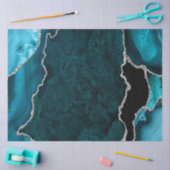 Turquoise Blauwe en Zilveren Nep Glitter Agate Tissuepapier (Craft)