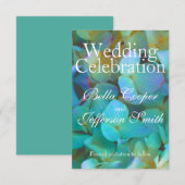 Turquoise blauwe gele roze hortensia bloemen bloem save the date (Voorkant / Achterkant)