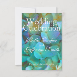 Turquoise blauwe gele roze hortensia bloemen bloem save the date