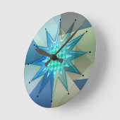 Turquoise Blauwe Geometrische Harlekijn Ronde Klok (Hoek)