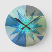 Turquoise Blauwe Geometrische Harlekijn Ronde Klok (Voorkant)