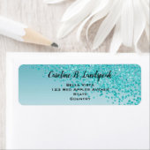 Turquoise Blauwe Glitter Moderne Verlopen Retourad Etiket (Insitu)