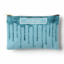 Turquoise Blauwe Glitterdruppels op Lichtblauwe Kl