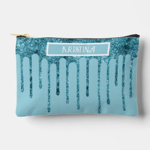Turquoise Blauwe Glitterdruppels op Lichtblauwe Kl Etui