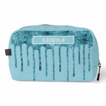 Turquoise Blauwe Glitterdruppels op Lichtblauwe To