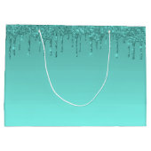 Turquoise Blauwe Glitters  Groot Cadeauzakje (Achterkant)