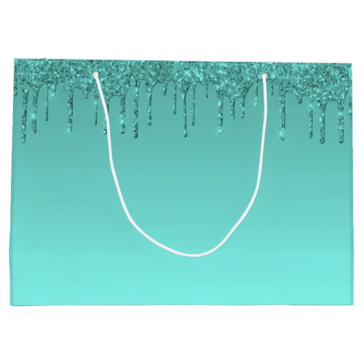 Turquoise Blauwe Glitters  Groot Cadeauzakje (Achterkant)