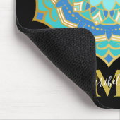 Turquoise Blauwe Gouden Boho Mandala Muismat (Hoek)