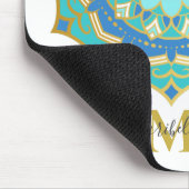 Turquoise Blauwe Gouden Boho Mandala Muismat (Hoek)