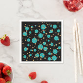 Turquoise Blauwe Gouden Confetti Stip Servetten (Insitu)