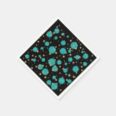 Turquoise Blauwe Gouden Confetti Stip Servetten (Hoek)