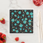 Turquoise Blauwe Gouden Confetti Stippen Servetten (Insitu)
