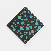 Turquoise Blauwe Gouden Confetti Stippen Servetten (Hoek)