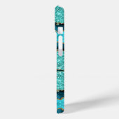 Turquoise Blauwe Gouden Glitter iPhone Hoes Cadeau (Achterkant / Links)