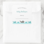 Turquoise Blauwe Grijze Walvissen Childs Bookplate Vierkante Sticker (Tas)