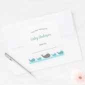 Turquoise Blauwe Grijze Walvissen Childs Bookplate Vierkante Sticker (Envelop)