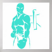 Turquoise; Blauwe Groene Boxing Poster (Voorkant)