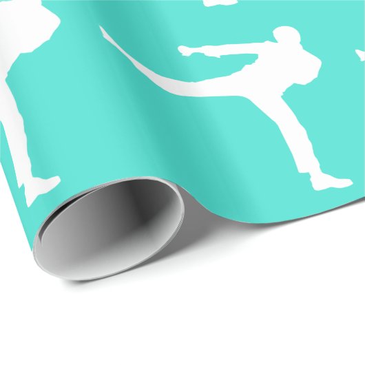 Turquoise; Blauwe Groene Martial Arts Cadeaupapier (Rol Hoek)