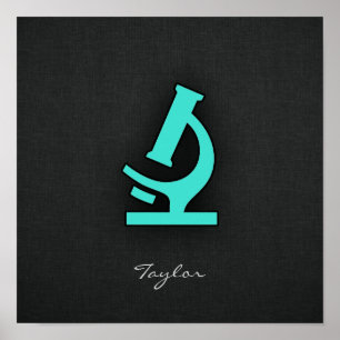 Turquoise; blauwe groene microscoop poster
