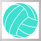 Turquoise; Blauwe Groene Volleybal Poster (Voorkant)